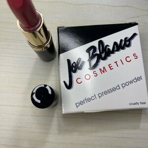 Joe‎ Blasco Red Matte Lipstick and pressed powder for Bold Evening Looks